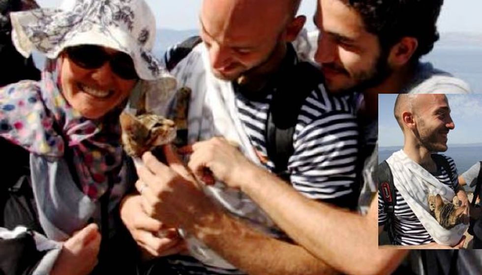 Syrian Refugees Arrive to Safety with Their Beloved Kitten