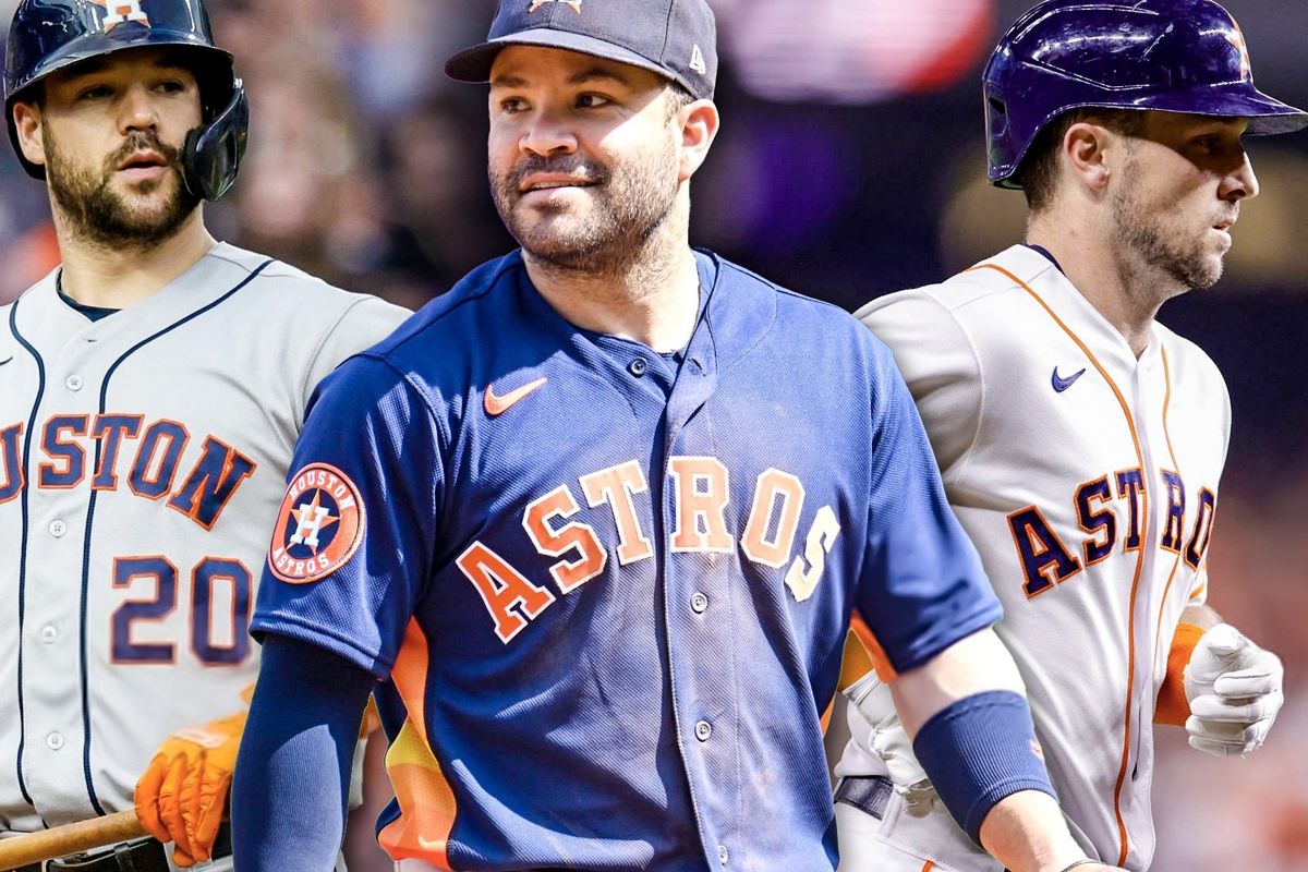 Astros Chas McCormick, Jose Altuve, Alex Bregman