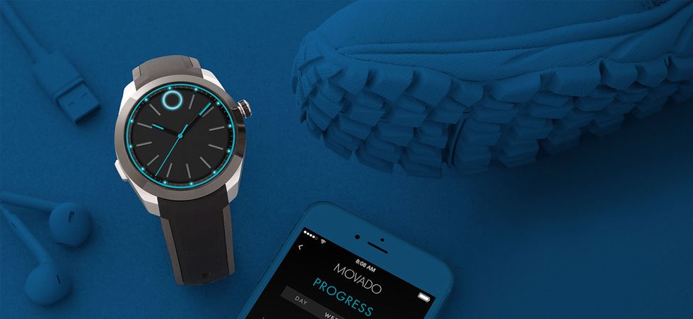 a photo of Movado Bold and smartphone
