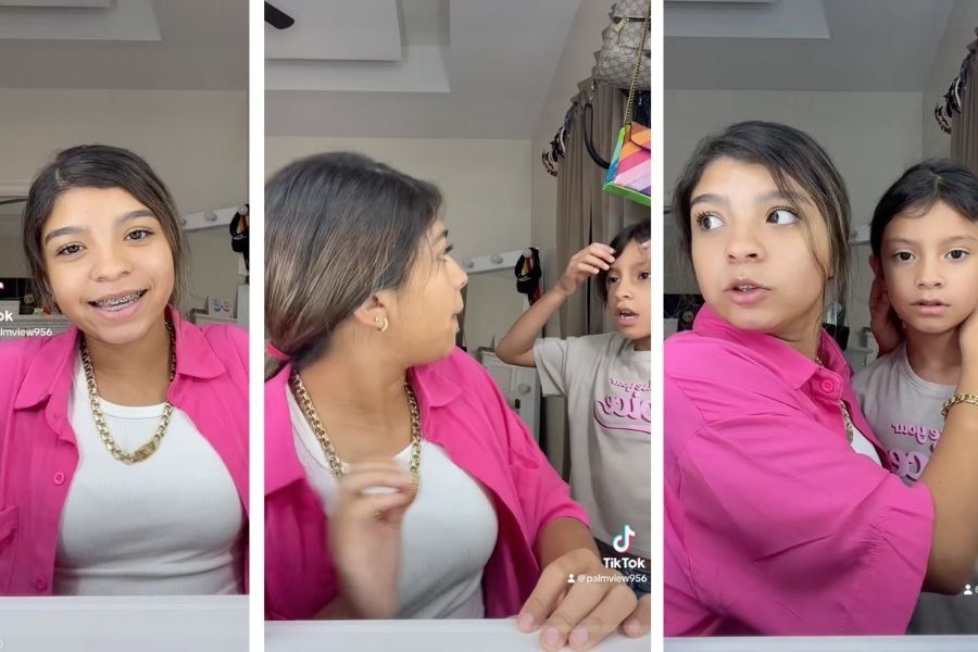 sisters, funny tiktok, cutting bangs, bang cutting tutorial, family