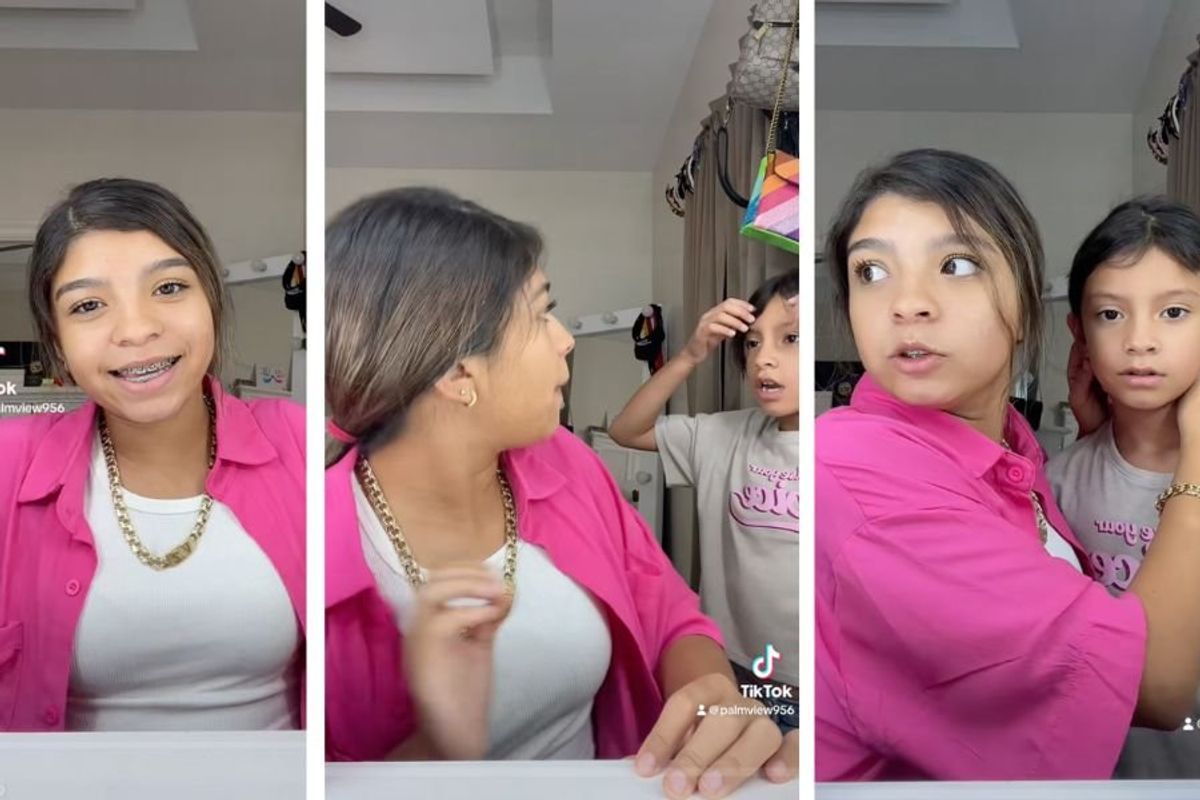 sisters, funny tiktok, cutting bangs, bang cutting tutorial, family