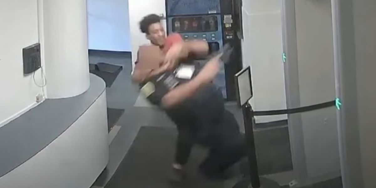 NextImg:Video: Cop gets placed in headlock, thrown to floor of police department lobby after argument