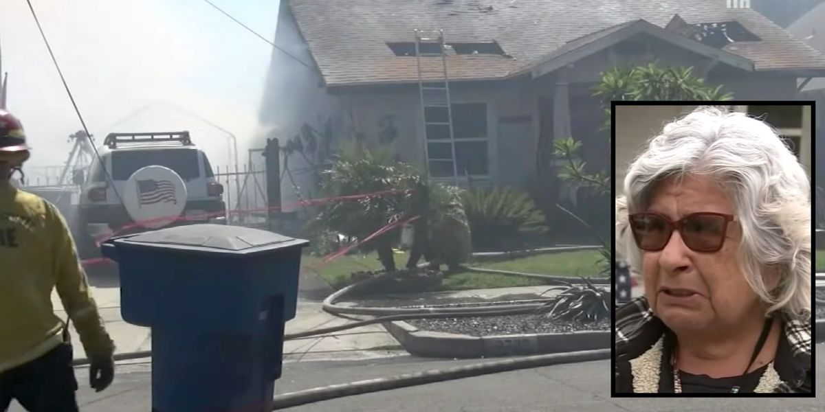 NextImg:Retired school bus driver loses her home in fire sparked from homeless encampment in California