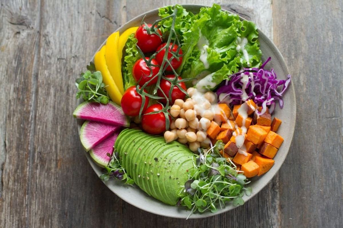 plate full of colorful fresh foods