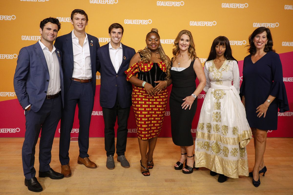 Goalkeepers Award recipients with Melinda Gates and Carter Center CEO Paige Alexander