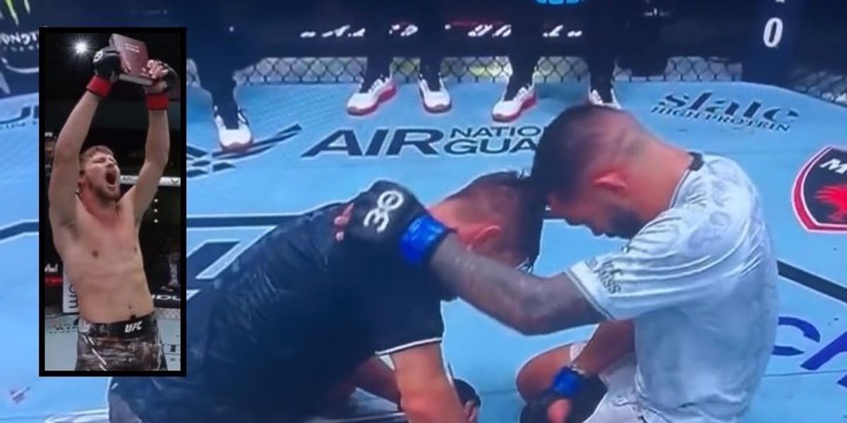 NextImg:UFC star hoists Bible, prays with opponent after bout, claims Maui fires were 'man-made': 'Satan is taking over this earth'