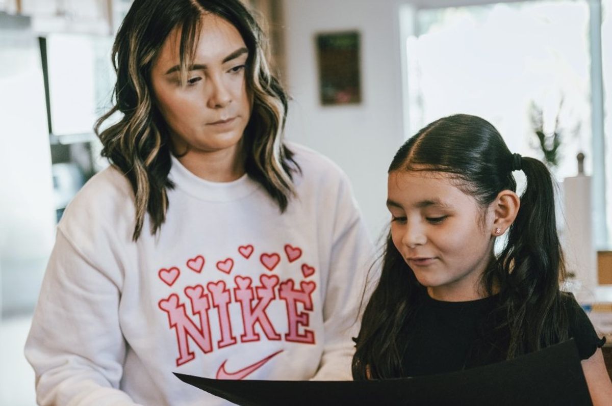 mom with school-aged daughter