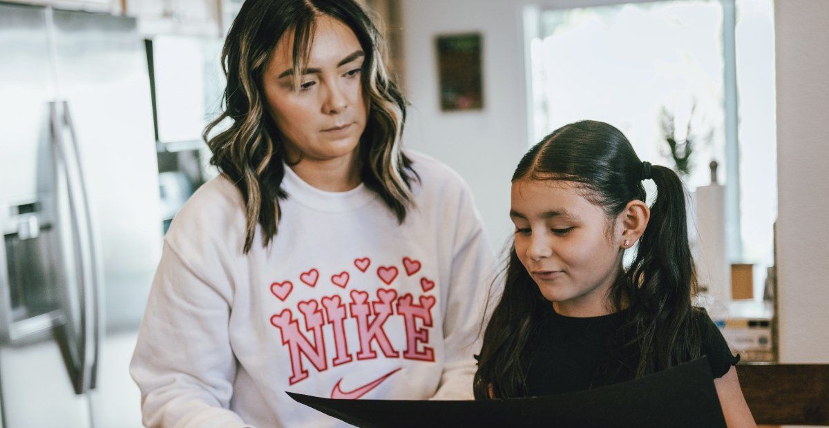 mom with school-aged daughter