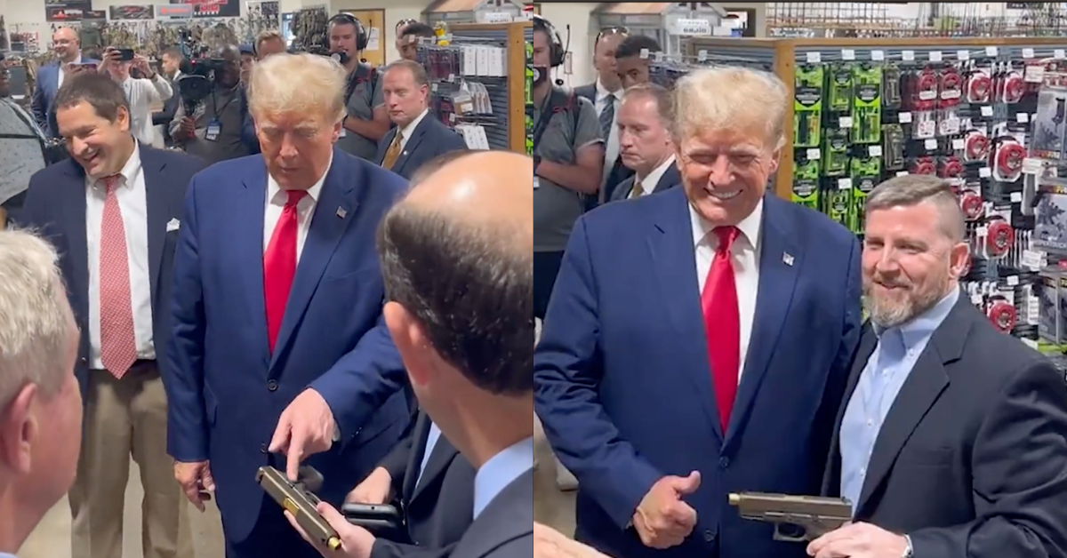 Screenshots of Donald Trump and aide with gun