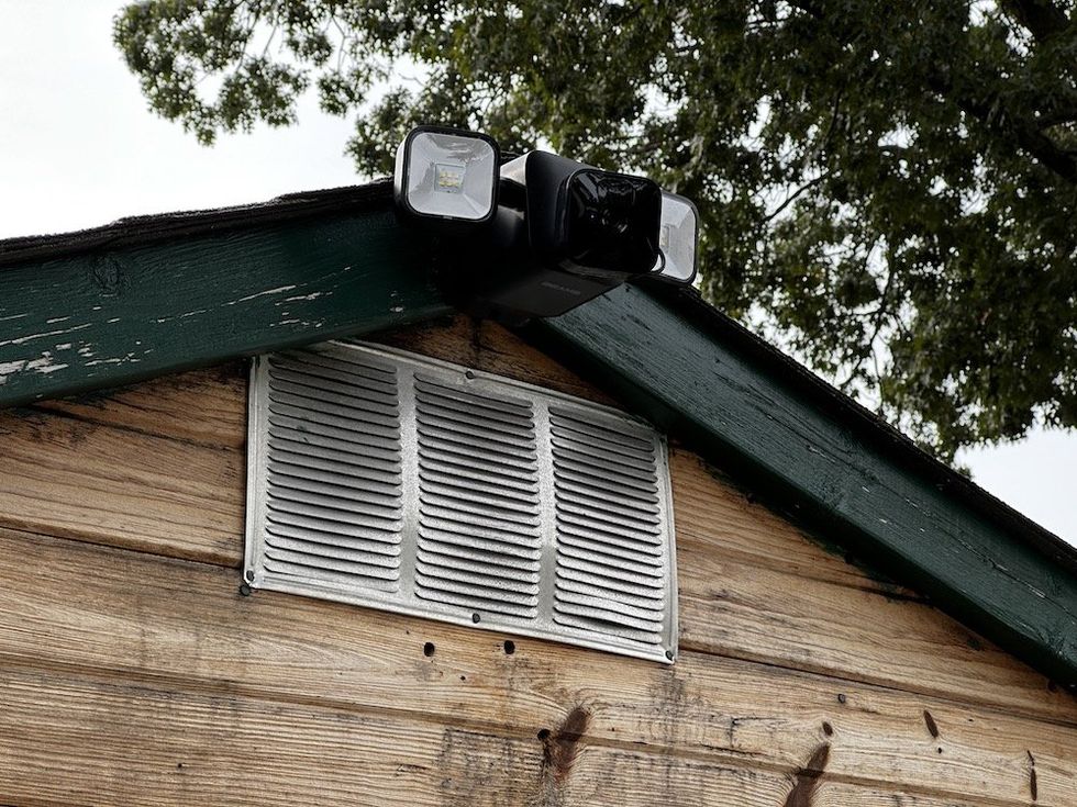 a photo of Blink Outdoor Floodlight Camera on a shed