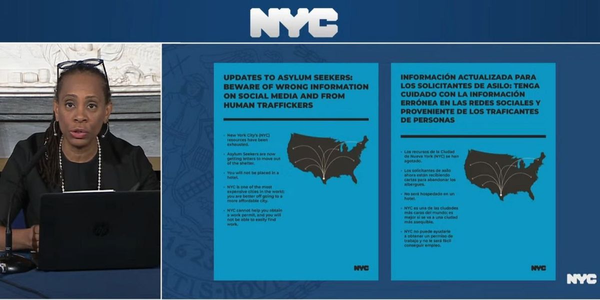 NextImg:'Better off going to a more affordable city': New York City to hand out flyers advising migrants to seek shelter elsewhere