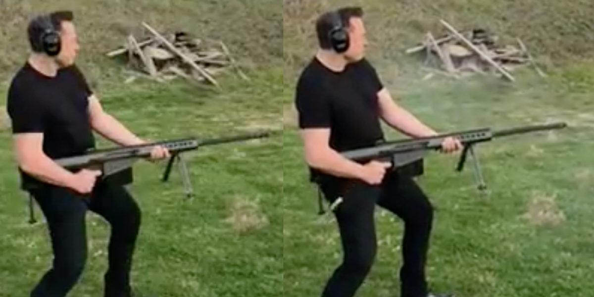 NextImg:Elon Musk says he has 'an arsenal of weapons,' shares video of himself firing '50 cal' gun