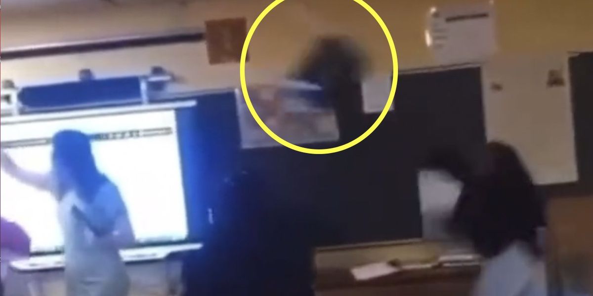 Girl, 15, accused of throwing chair that clobbered teacher in head, knocked her to floor, and sent her to hospital is arrested, charged with felonious assault