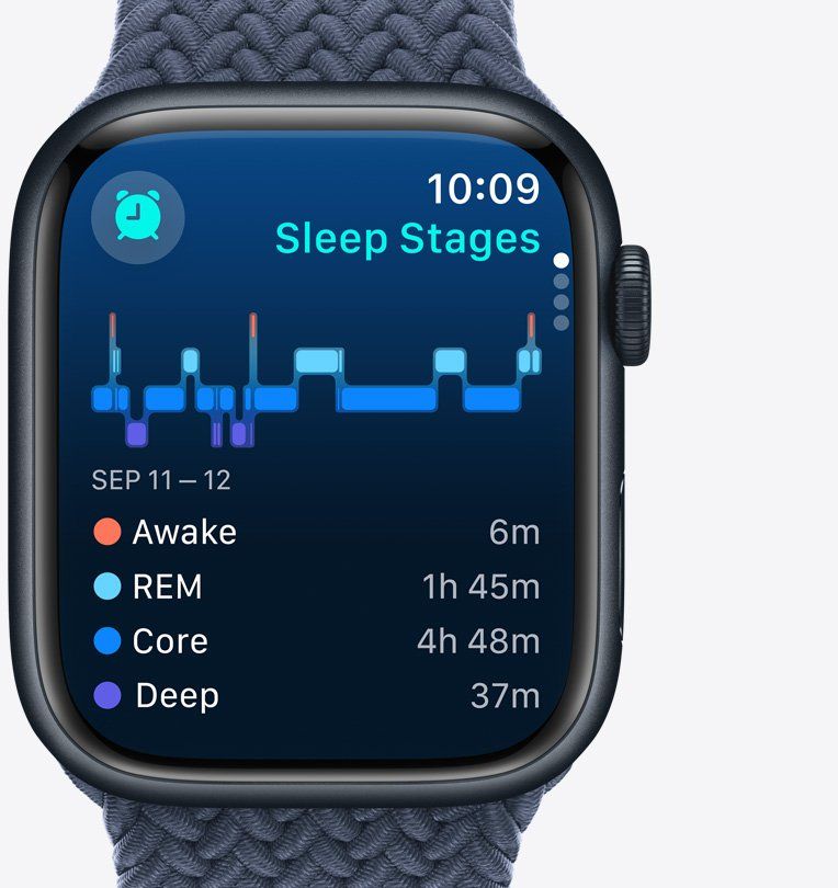 apple watch 9 showing sleep trackiing on its display