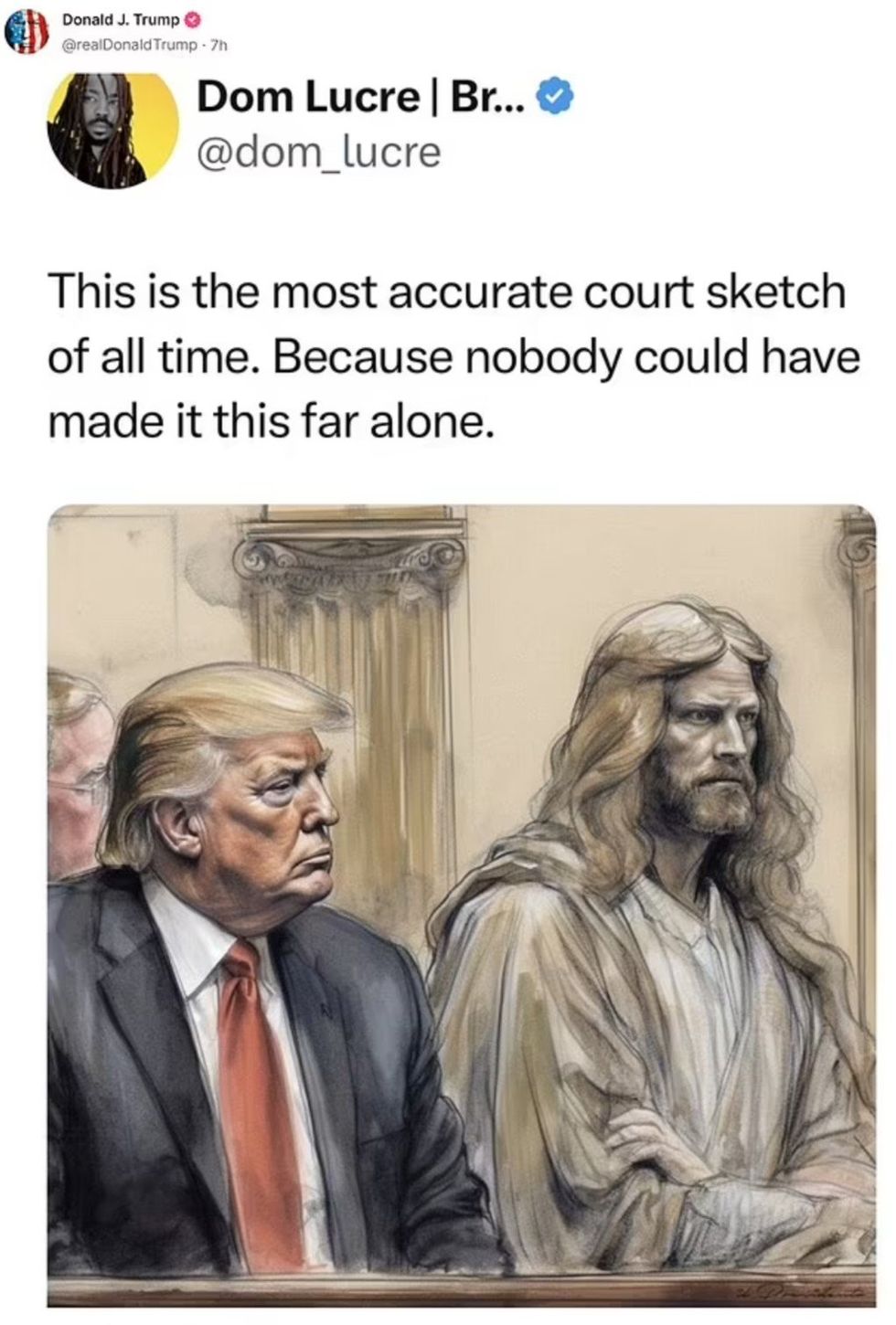 Trump Shares Courtroom Sketch Of Himself Next To Jesus PHOTO Second