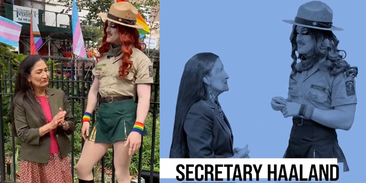 NextImg:See it: Interior Sec. Deb Haaland shares video featuring drag queen Pattie Gonia