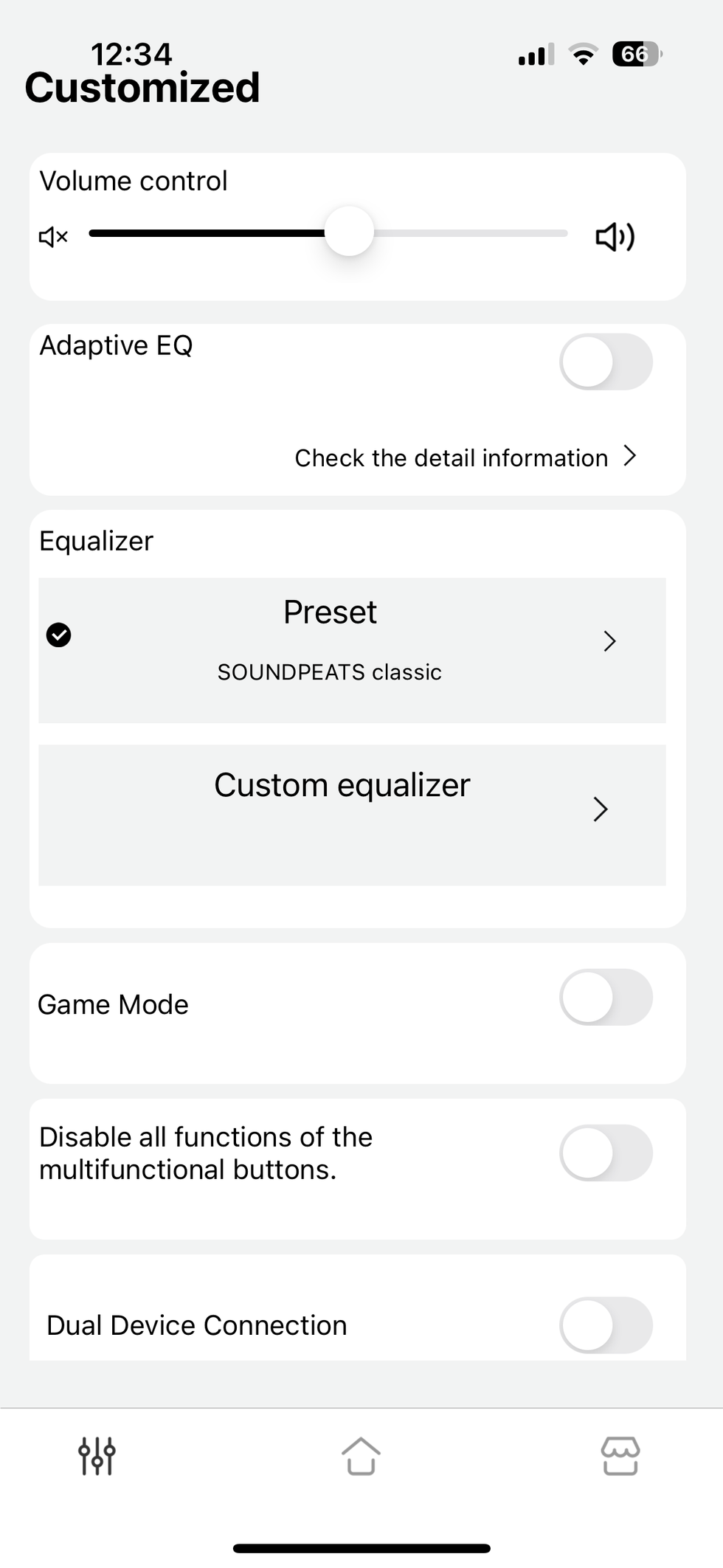 screenshot of Soundpeats app