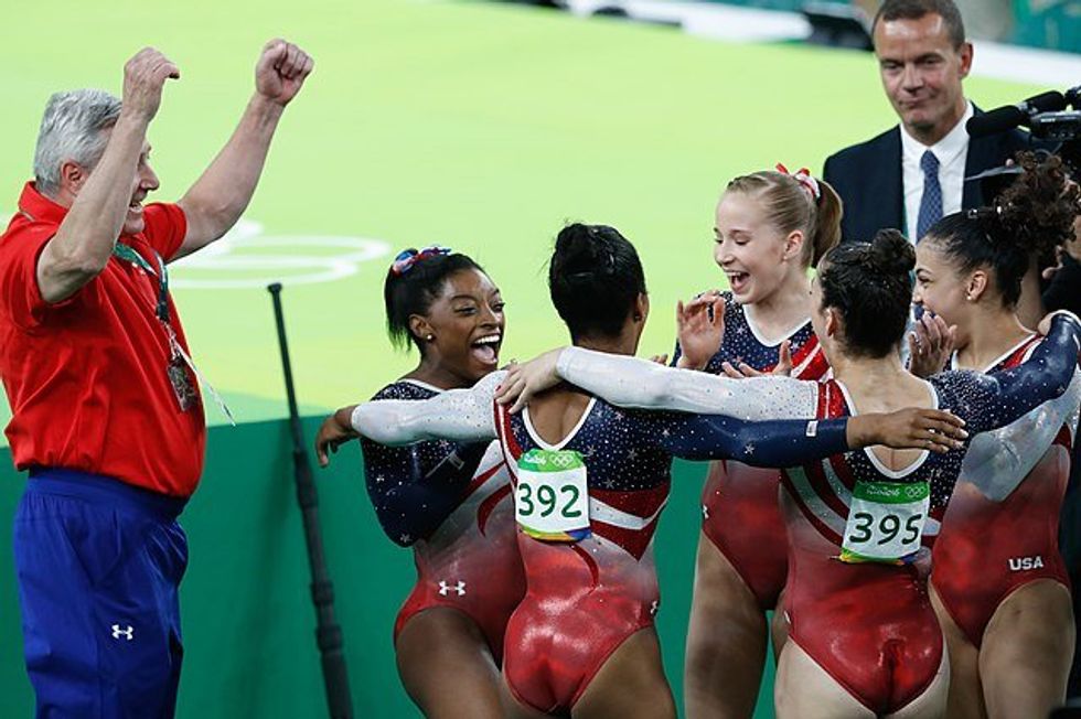 Simone Biles and other TeamUSA gymnasts celebrating