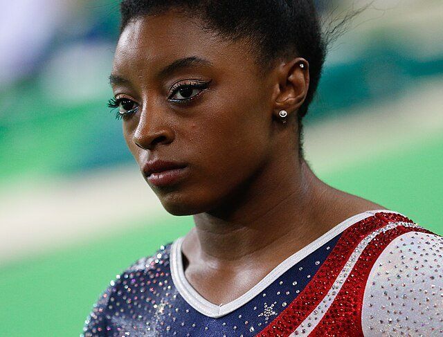 Simone Biles looking serious