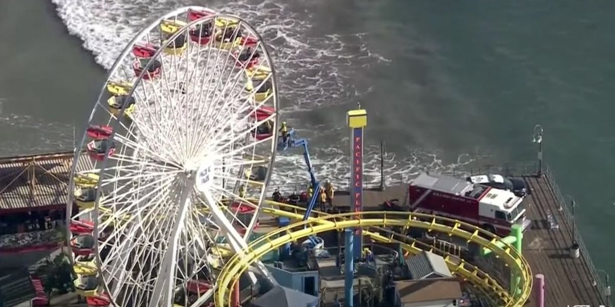 NextImg:BREAKING: Santa Monica pier evacuated after man reportedly claiming to have a bomb climbs up famous Ferris wheel