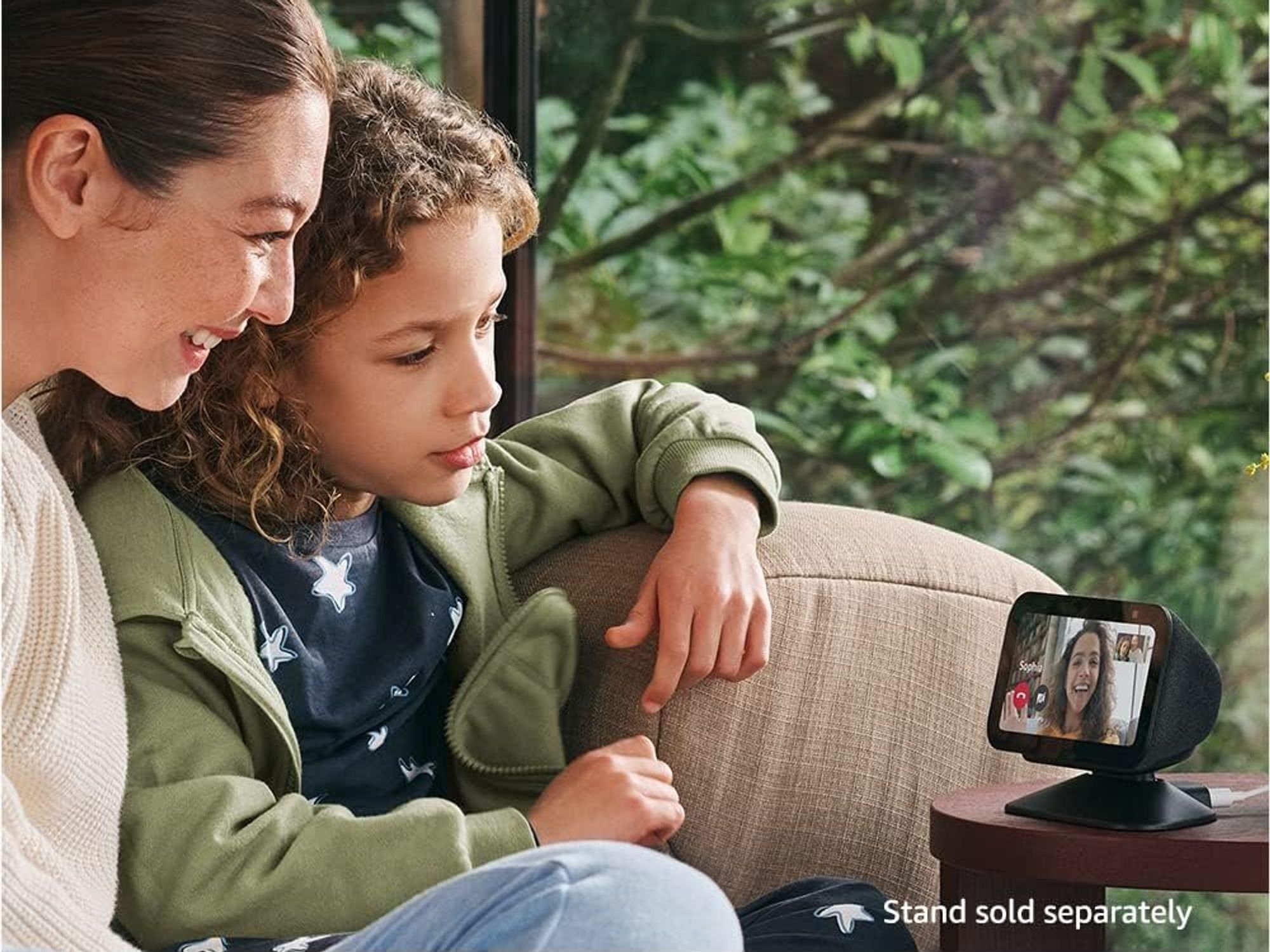 photo of a child and adult watching a video on all-new Echo Show 5 (3rd Gen, 2023 release)