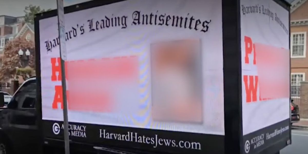 NextImg:Truck displaying names, faces of 'Harvard's Leading Antisemites' drives around Ivy League campus after student groups blame Israel for Hamas attack