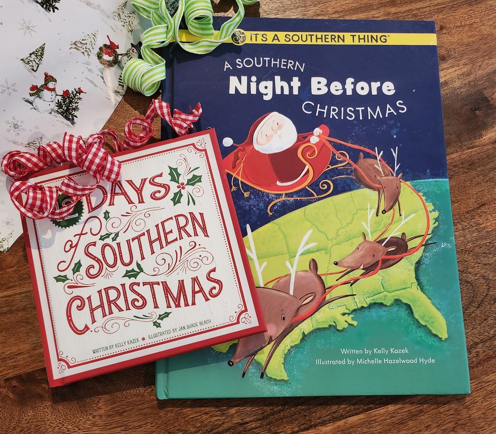 The books "12 Days of Southern Christmas" and "A Southern Night Before Christmas."