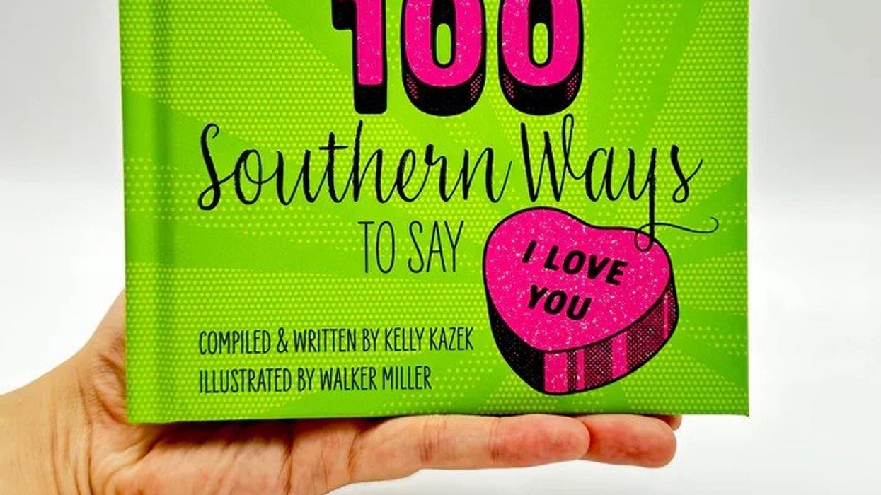 A hand holds a copy of "100 Southern Ways to Say I Love You."