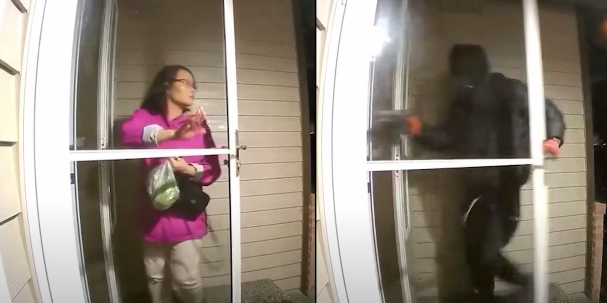 NextImg:Doorbell video captures armed masked man rush Asian couple in alleged home invasion attempt