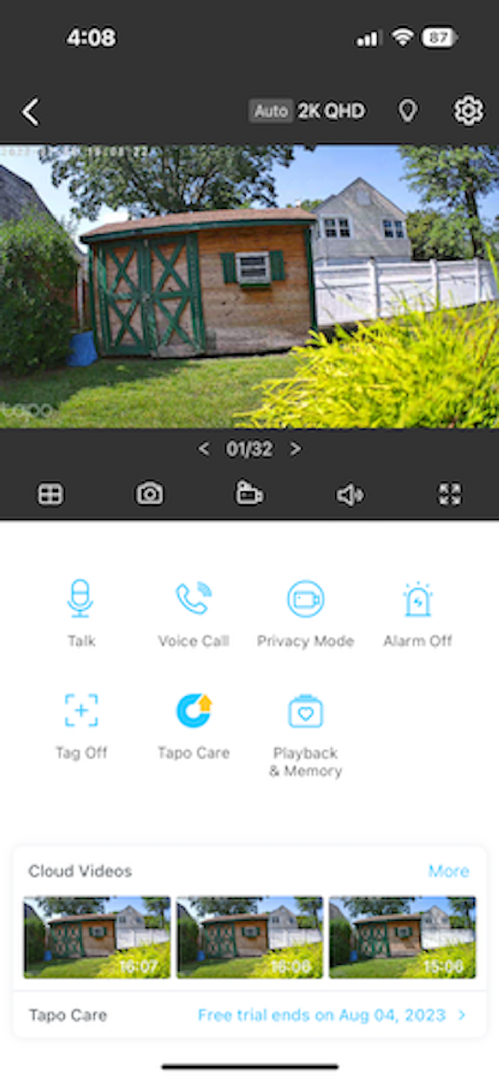 Tapo app homescreen