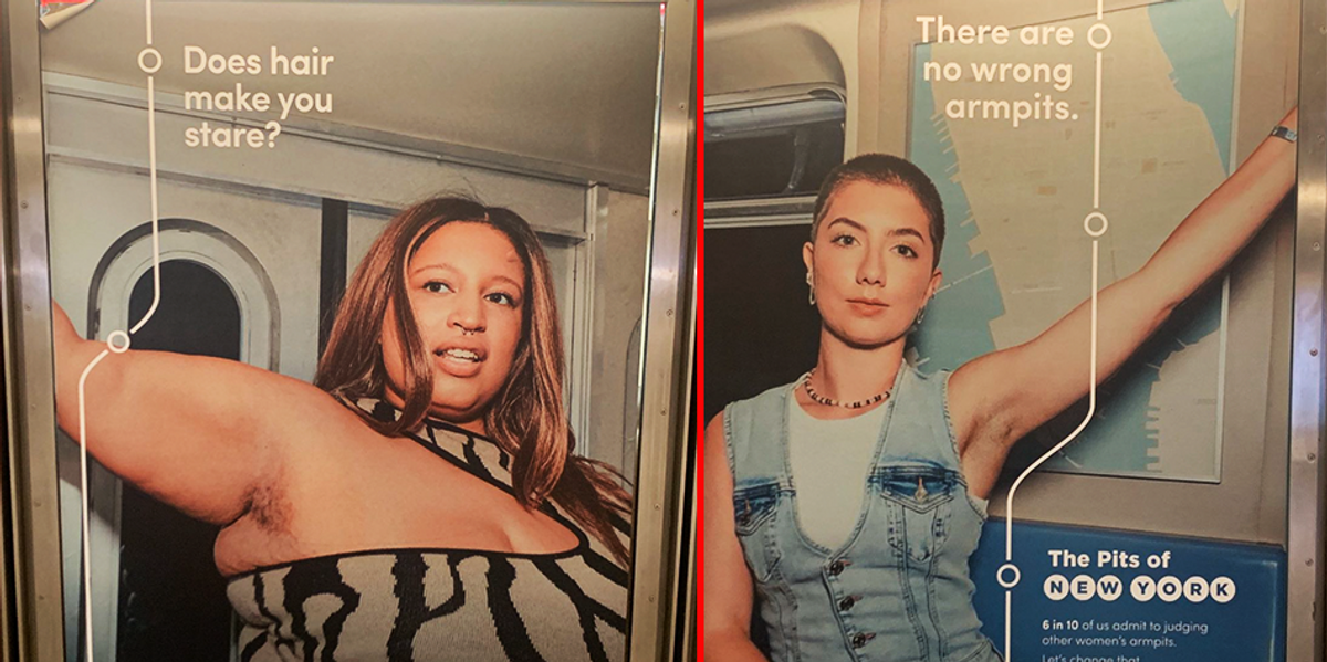 NextImg:Dove launches obese and hairy armpit campaign in NYC subways to promote showing off unshaven women's underarms