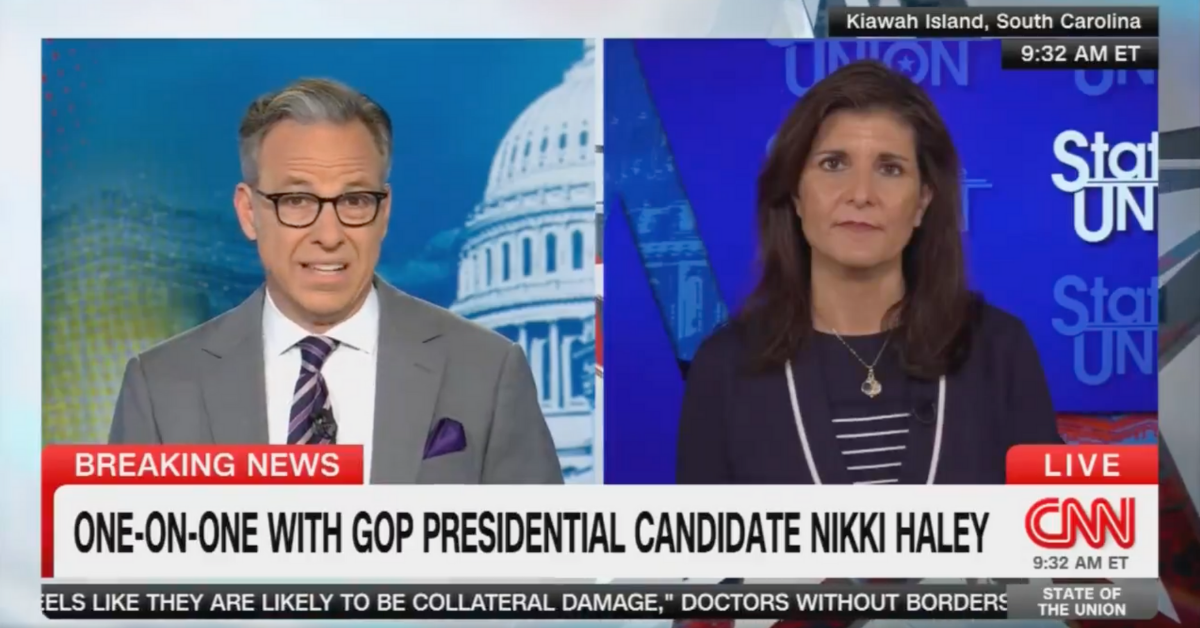 CNN screenshot of Jake Tapper and Nikki Haley