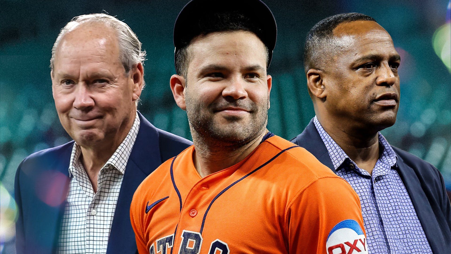 Astros Jim Crane, Jose Altuve, Dana Brown