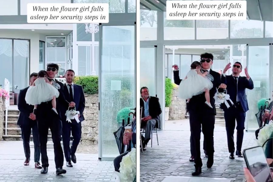 flower girl; sleeping flower girl; parenting; viral tiktok; funny parenting video