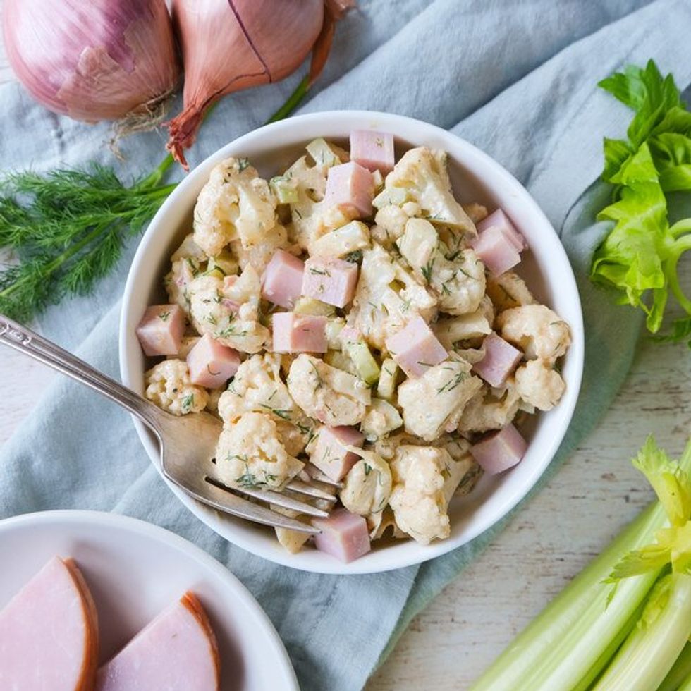 bow of cauliflower ham salad