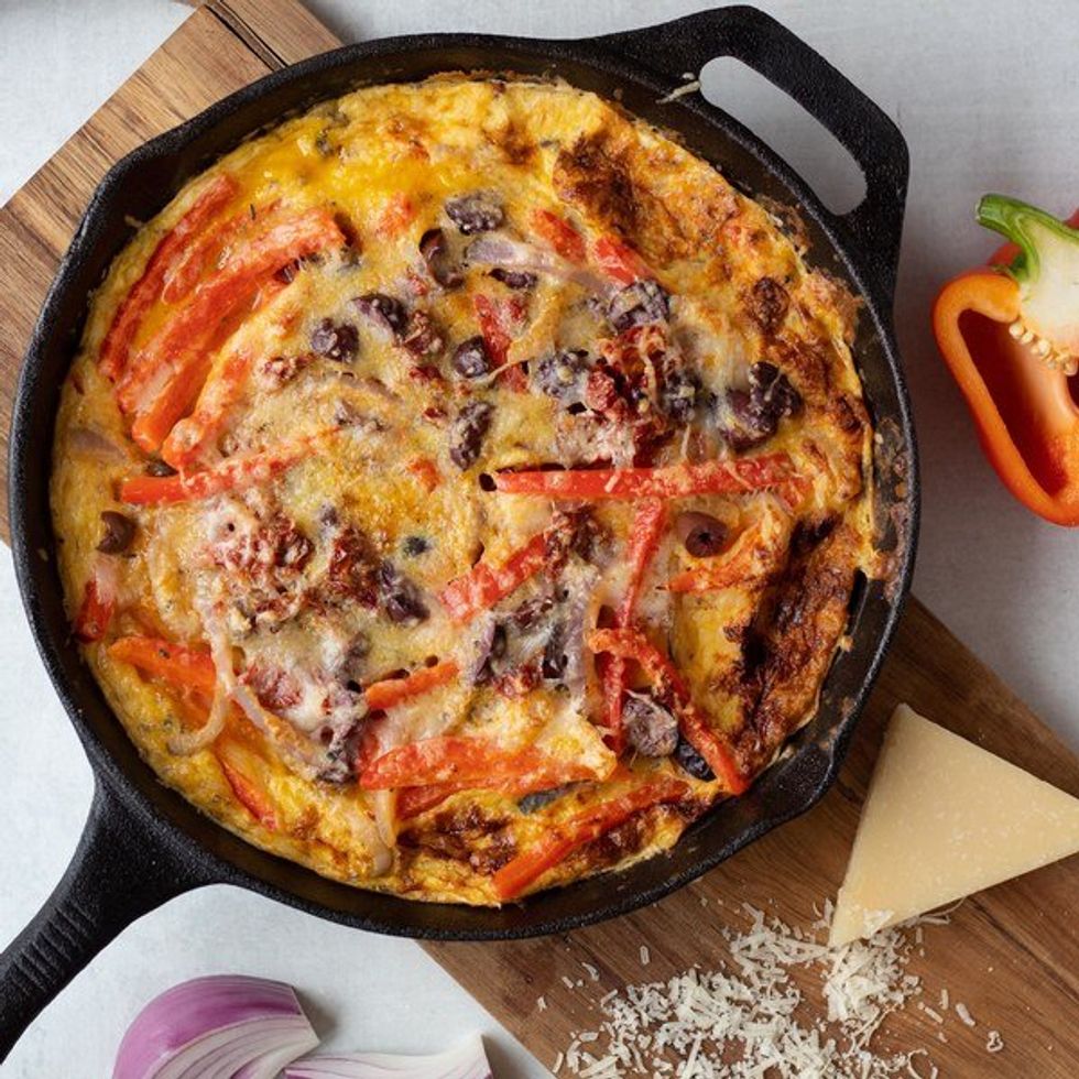 frittata in a cast iron skillet