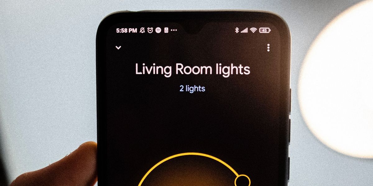 Smartphone showing a lighting switch app