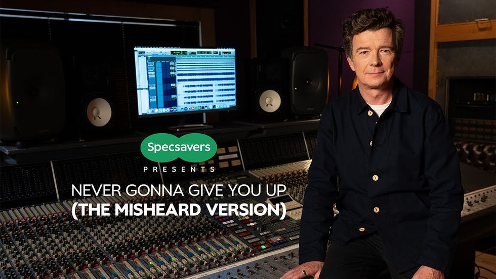 Rick Astley is literally running  ads of his music video to