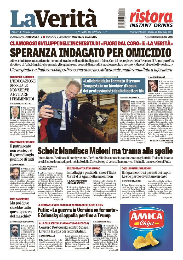 Oggi in edicola - La Verità