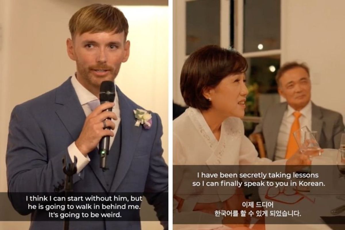 groom speaks Korean; groom learns Korean; wedding speech Korean; viral tiktok