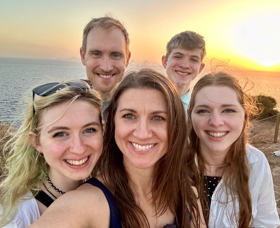 family at sunset