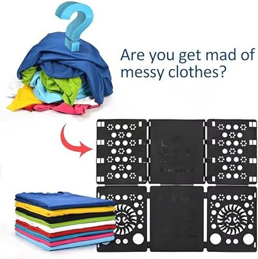 shirt folder and neatly folded shirts