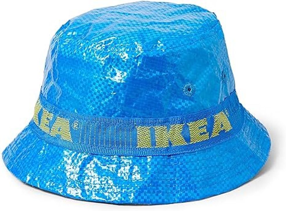 blue IKEA rain hat