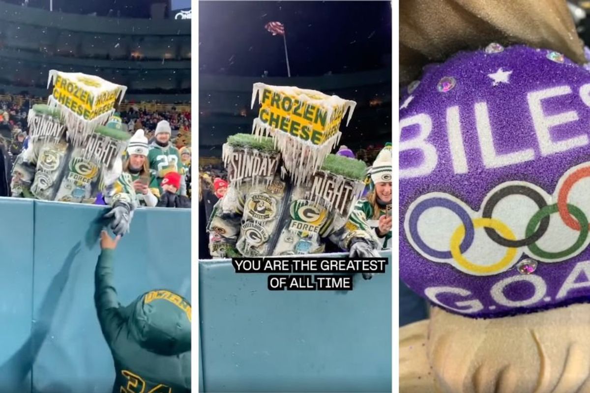 Packers fan give Simone Biles amazing gift on the sidelines - Upworthy
