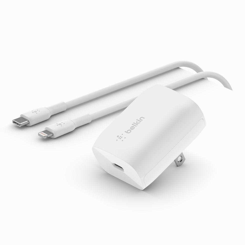 a photo of BoostCharge USB-C Wall Charger 20W + USB-C Cable with Lightning Connector