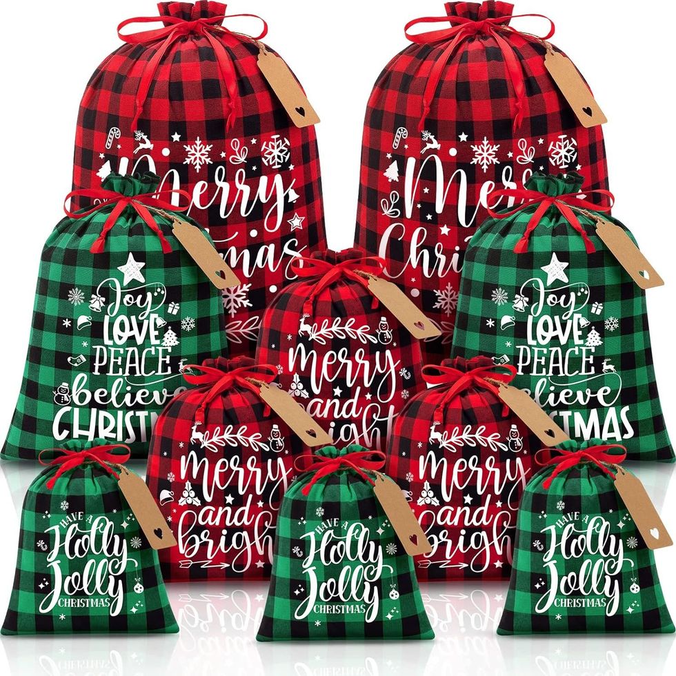 plaid christmas gift bags