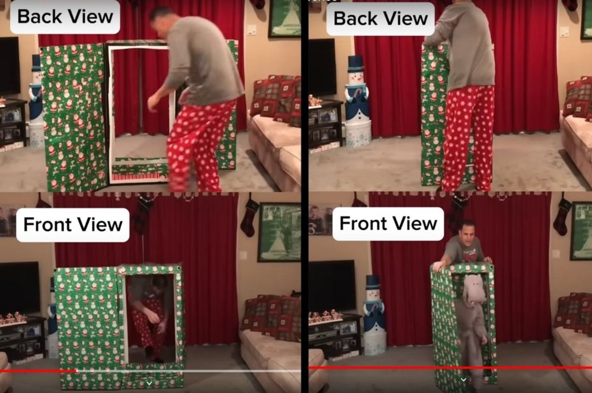 front and back view of a box illusion