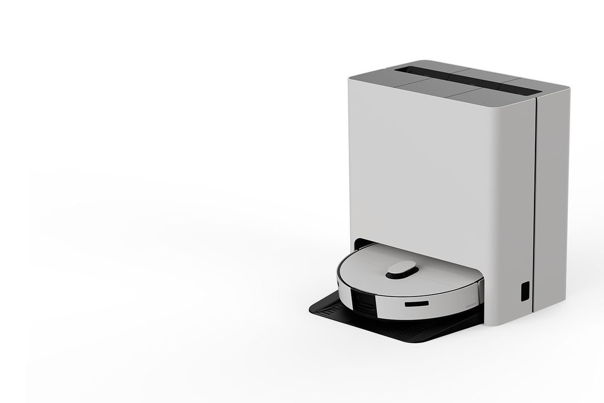 a product shot of Bespoke Jet Bot Combo robot vacuum and station