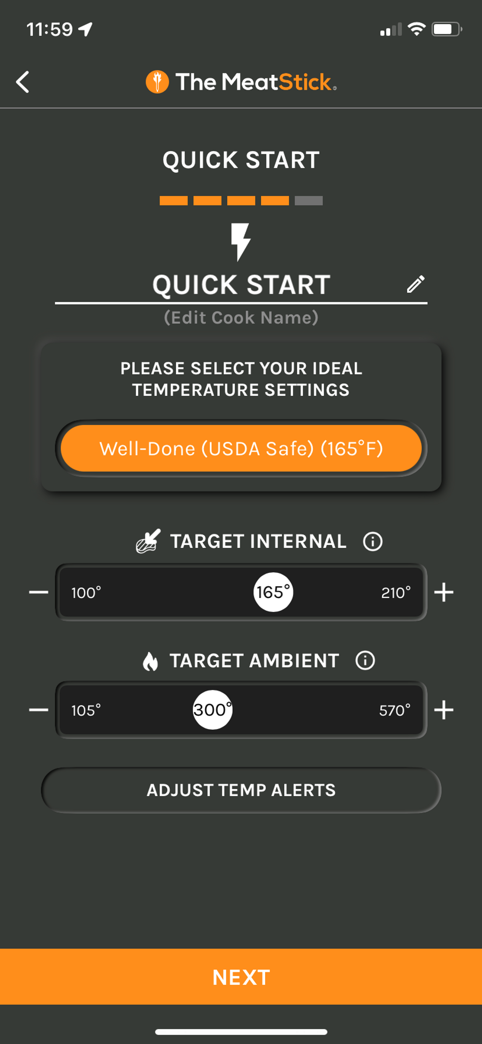 a screenshot of MeatStick app Quick Start Guide