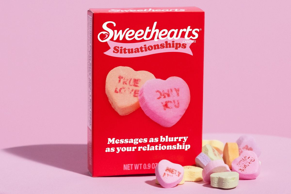 Sweethearts conversation hearts; conversation hearts; situationship Sweethearts; situationships; rise of situationships